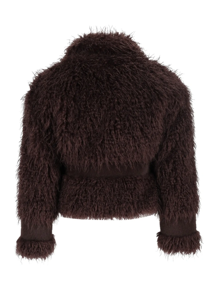 Palton FAUX MONGOLIAN FUR SHORT COAT WITH FAUX REX INSERTS - Img 3