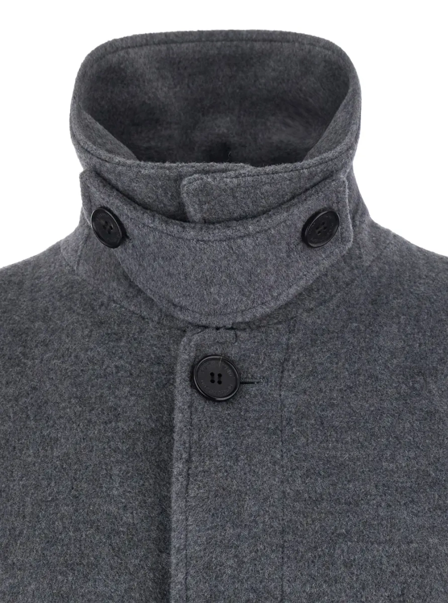 Palton Unisex coat with cashmere and gray wool belt - Img 3