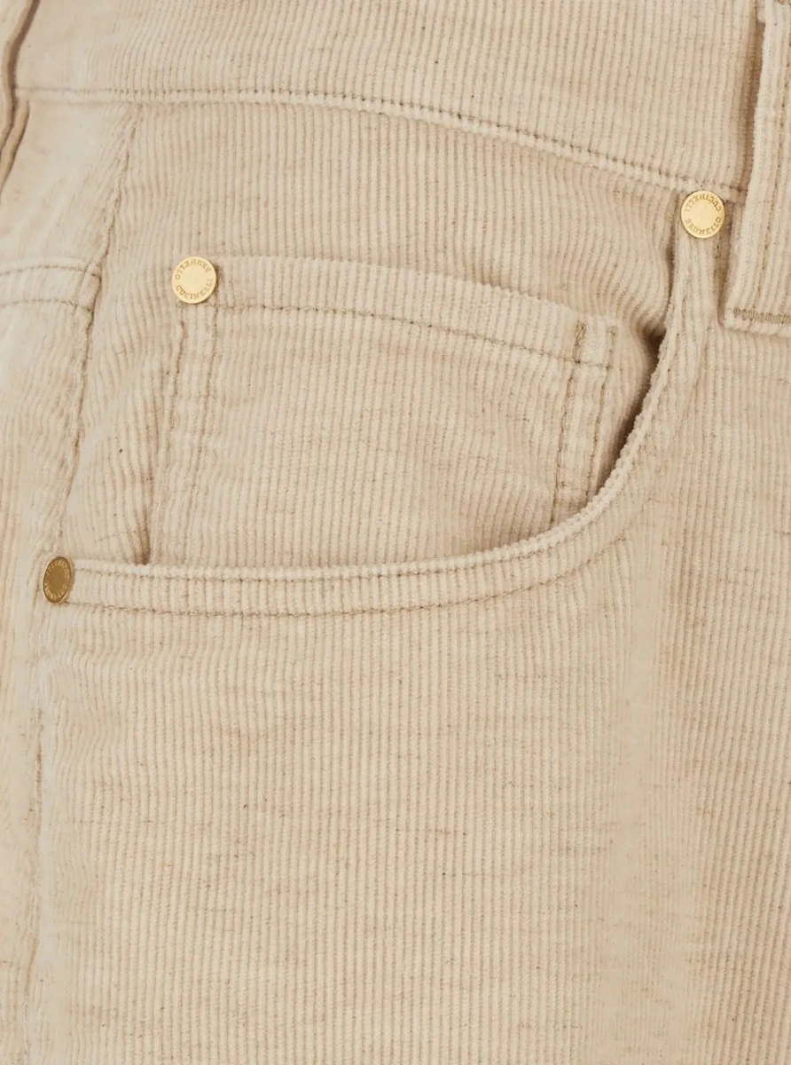 Pantaloni Beige pants with logo patch on the back and ribbed knit in cotton and linen for women - Img 2