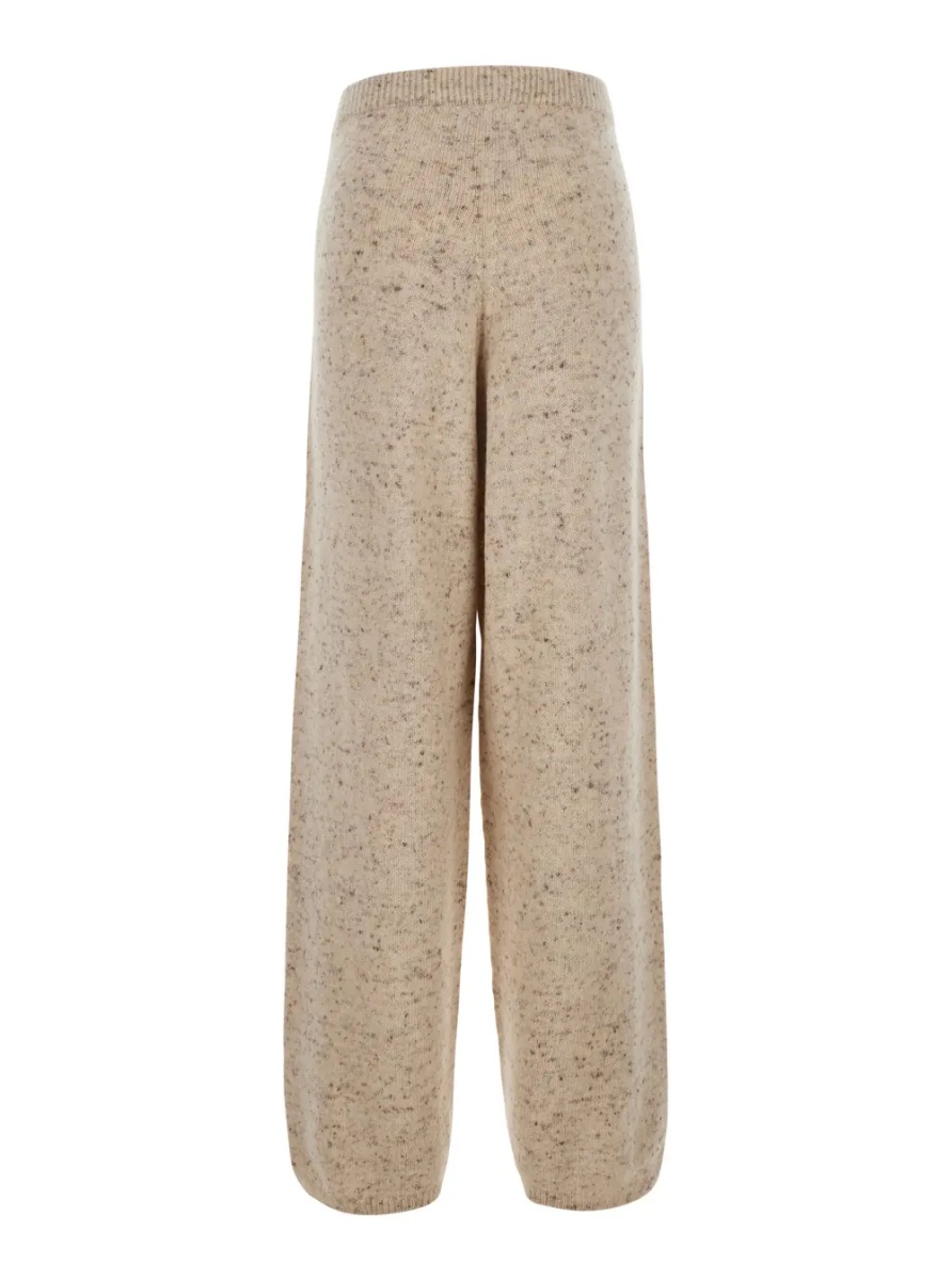 Pantaloni Beige Pants with Wide Leg and Elasticated Waist in Wool Blend for Women - Img 2