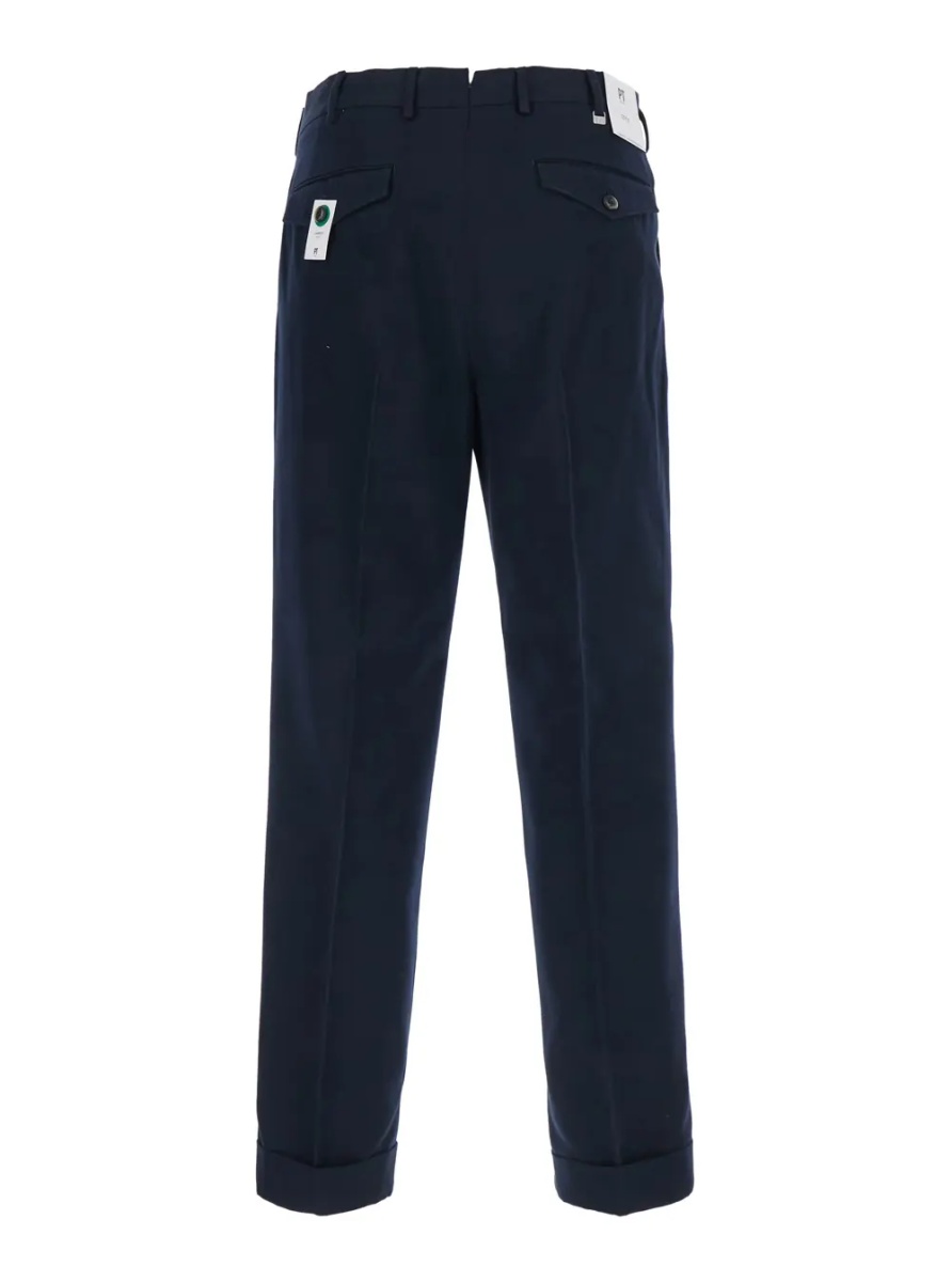 Pantaloni Blue Pants with Belt Loops and Front Pleats in Fabric for Men - Img 2