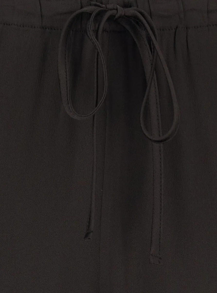 Pantaloni Brown Silk Blend Pants with Elastic Waist and Drawstring for Women - Img 3