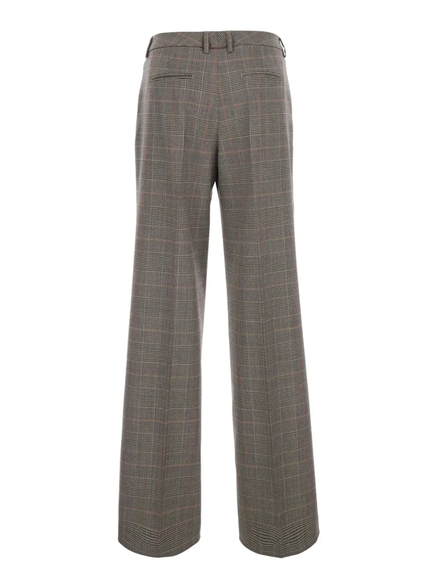 Pantaloni brown Tailored Pants with front pleat and striped Motif in wool for women - Img 2