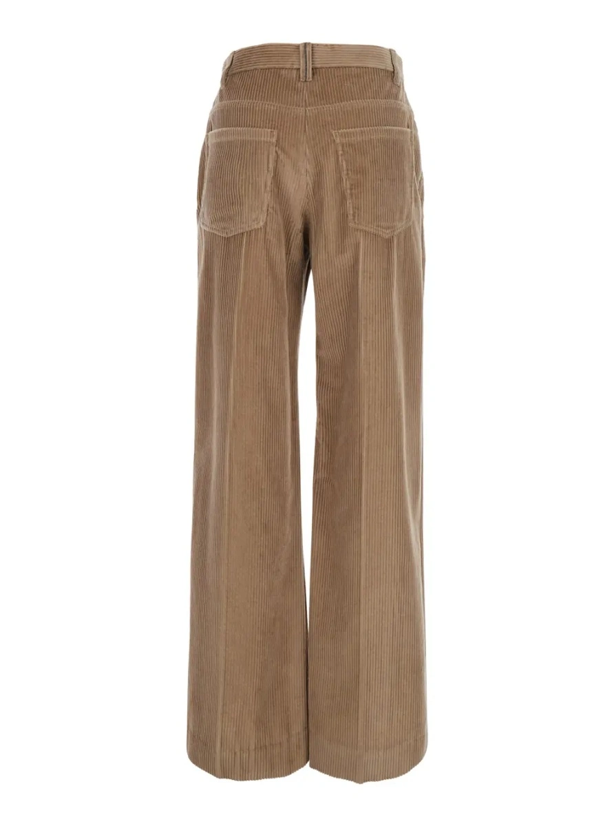 Pantaloni Brunello Cucinelli maro din catifea reiata - Img 2