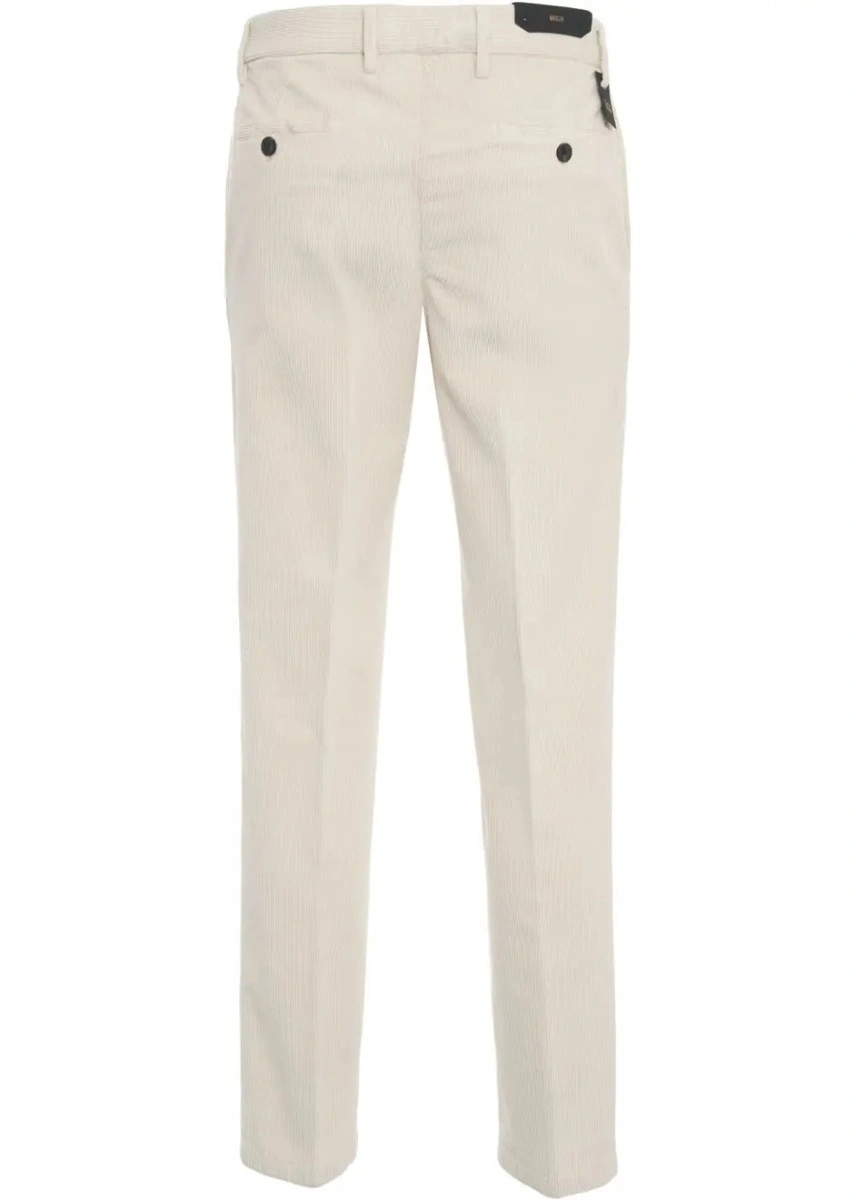 Pantaloni casual Briglia albi din catifea reiata - Img 4