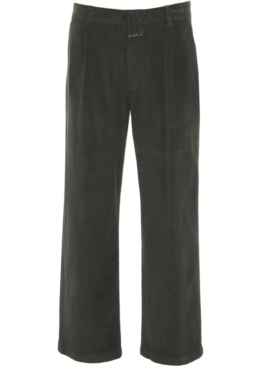 Pantaloni casual CLOSED verzi din catifea reiata - Img 2