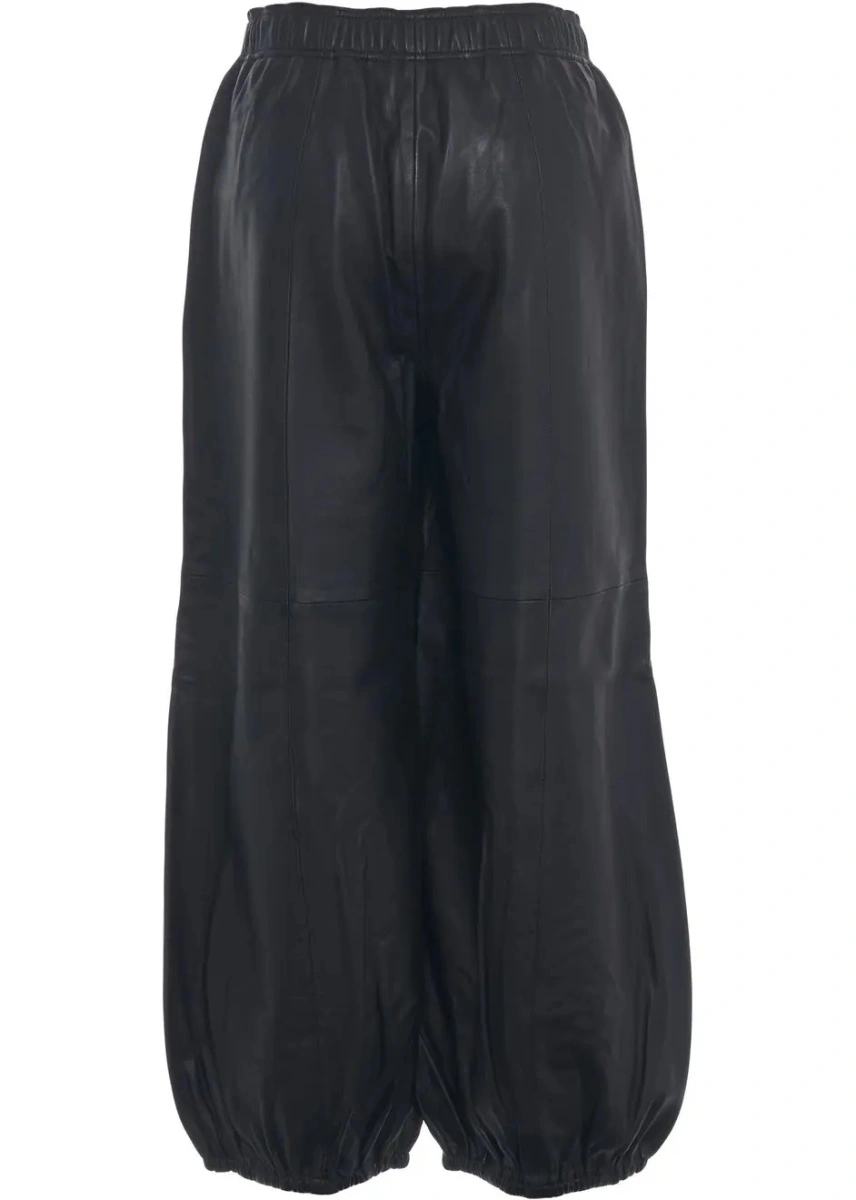 Pantaloni casual Herskind negri din piele - Img 5