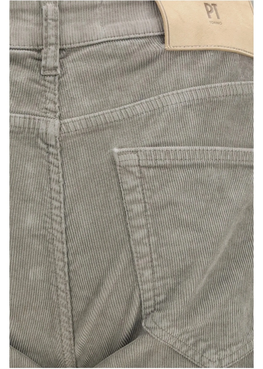 Pantaloni casual PT TORINO multicolor din catifea reiata - Img 3
