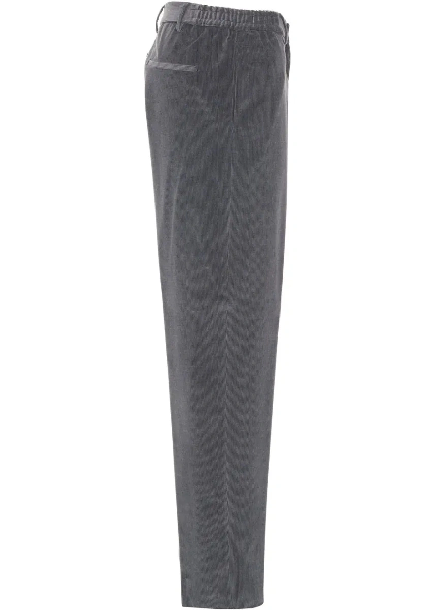 Pantaloni casual Tagliatore gri din catifea reiata - Img 3