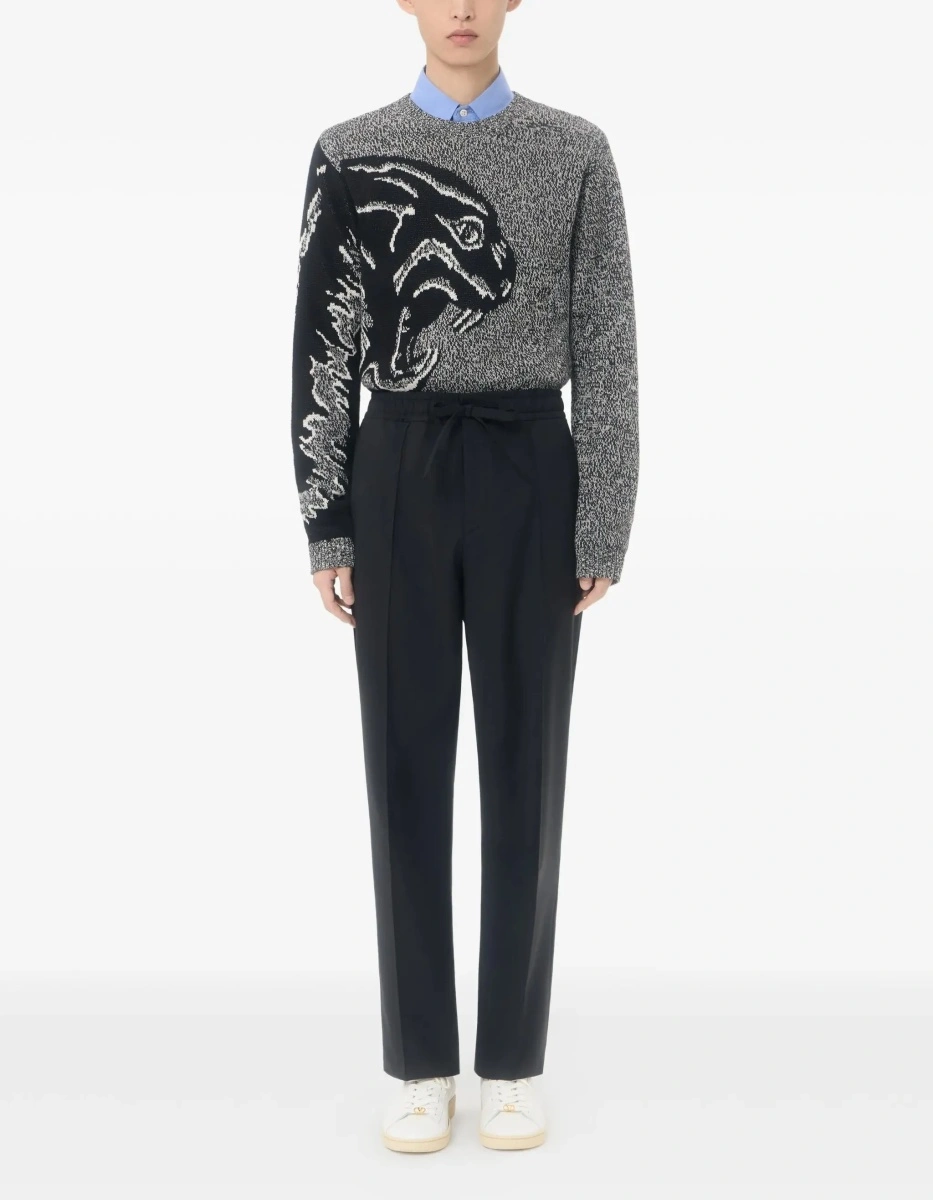 Pantaloni casual Valentino Garavani 'VLogo' negri din bumbac - Img 4