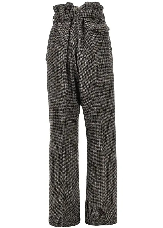 Pantaloni Check wool pants with belt - Img 3
