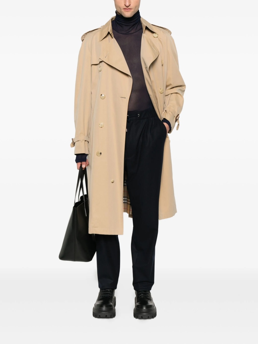 Pantaloni conici Giorgio Armani albastri din elastan si casmir - Img 2