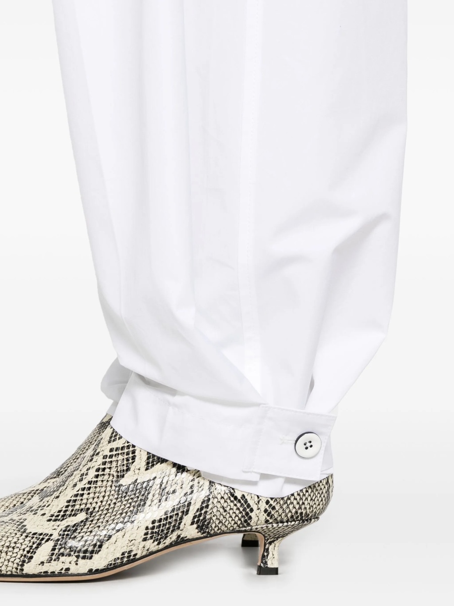 Pantaloni conici Jil Sander albi din bumbac - Img 5