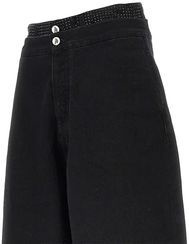 Pantaloni Cropped denim pants with rhinestones - Img 2