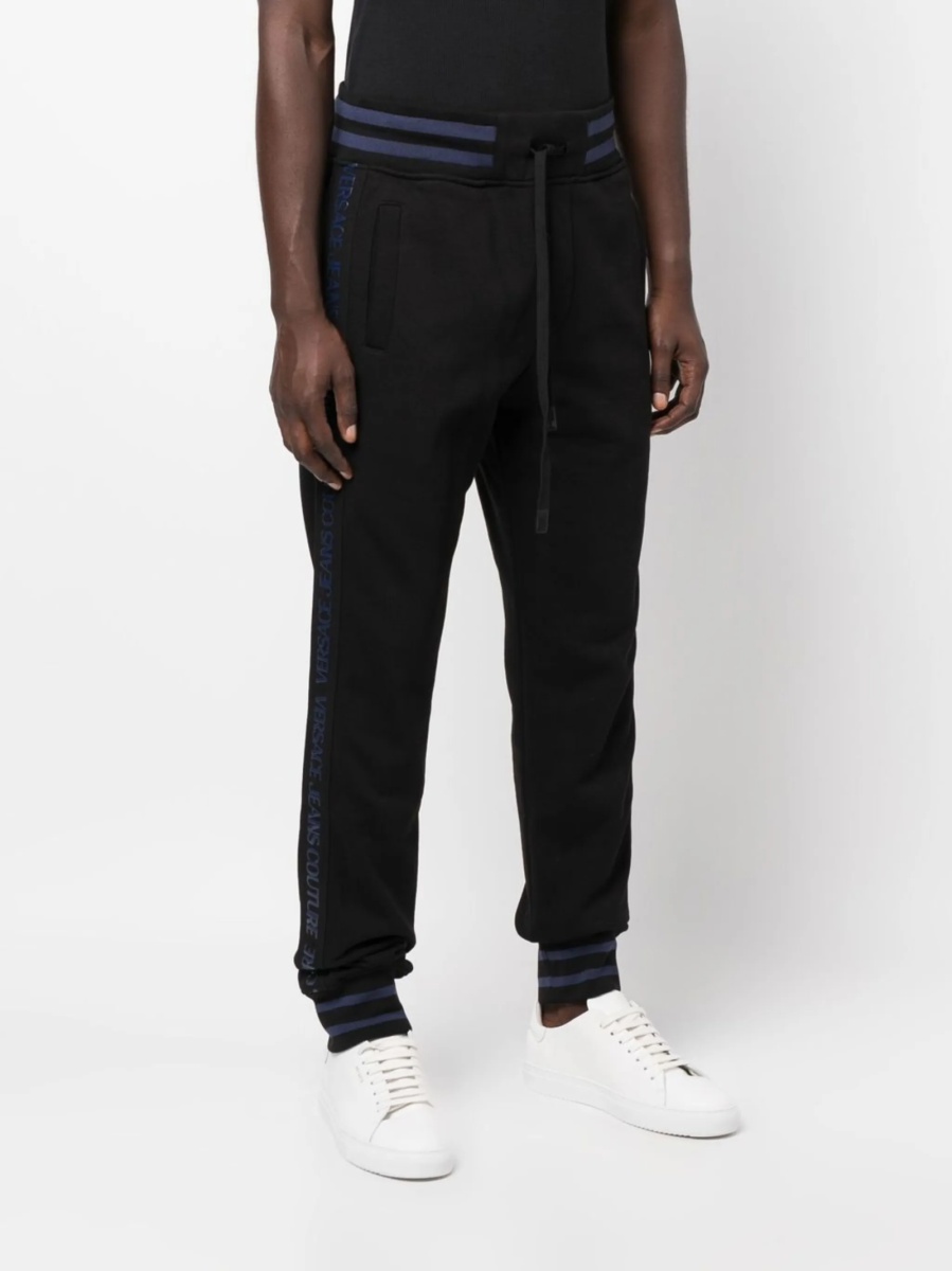 Pantaloni de trening Versace Jeans Couture negri din polyester si bumbac - Img 3
