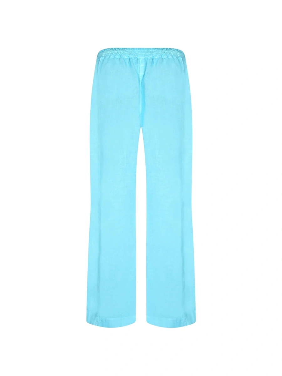 Pantaloni drepti 120% LINO albastri - Img 2