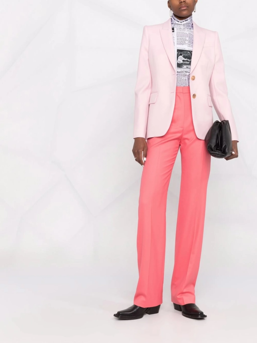 Pantaloni drepti Alexander McQueen roz din lana - Img 2