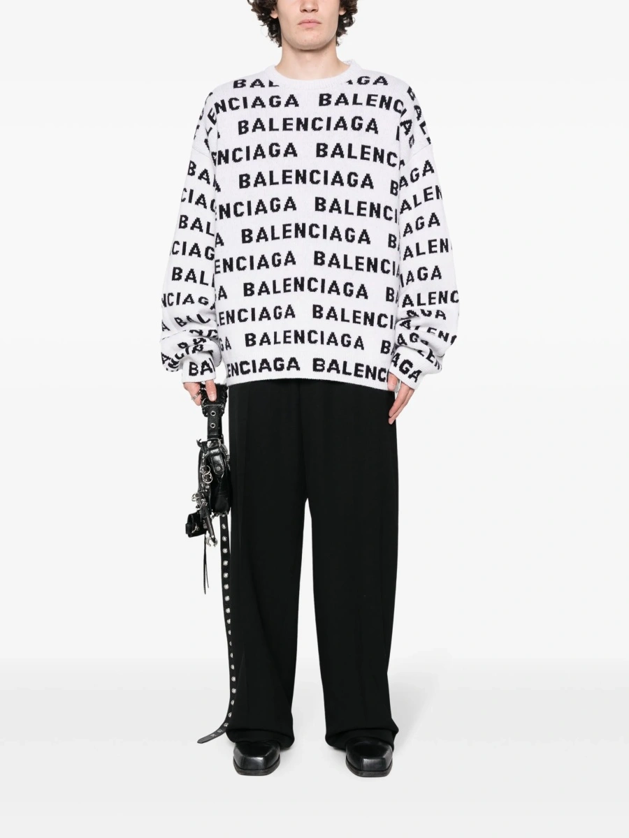 Pantaloni drepti Balenciaga negri din lana - Img 2