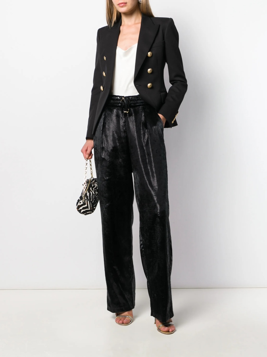 Pantaloni drepti Balmain negri din polyester - Img 2