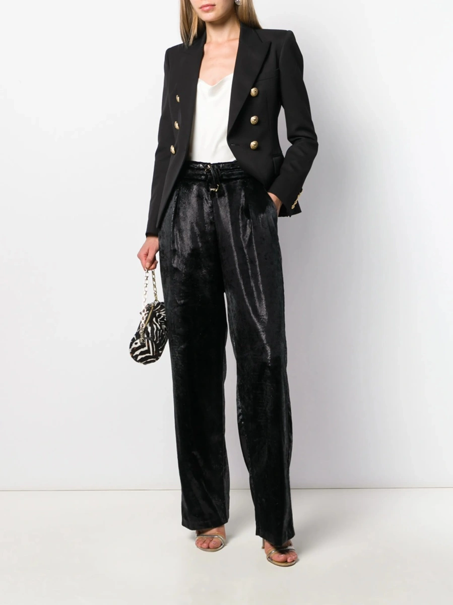 Pantaloni drepti Balmain negri din polyester - Img 2