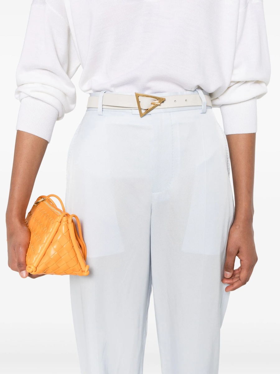 Pantaloni drepti Bottega Veneta albastri din vascoza - Img 5