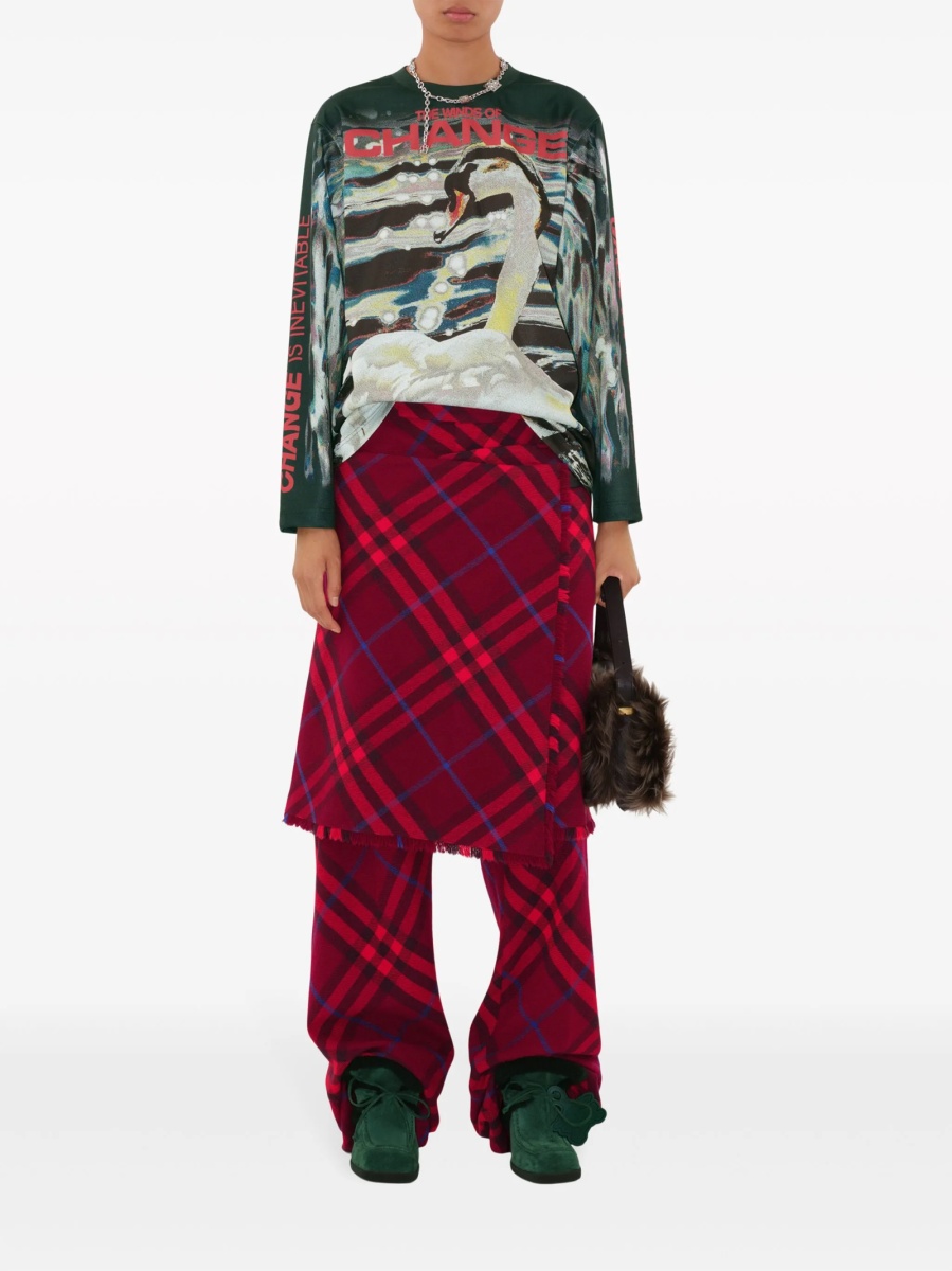 Pantaloni drepti Burberry rosii din lana - Img 2