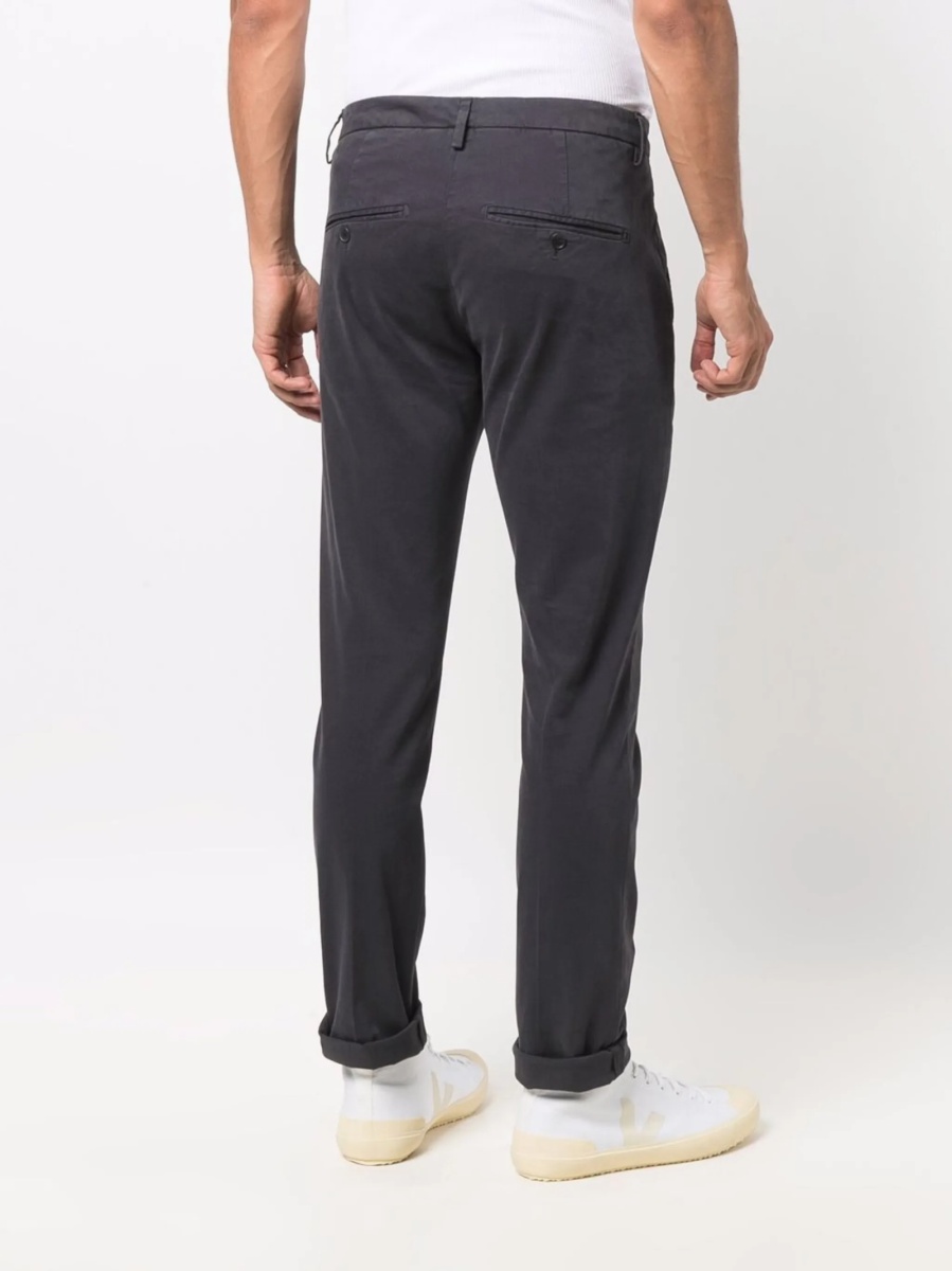 Pantaloni drepti Dondup gri din bumbac si spandex/elastan - Img 4