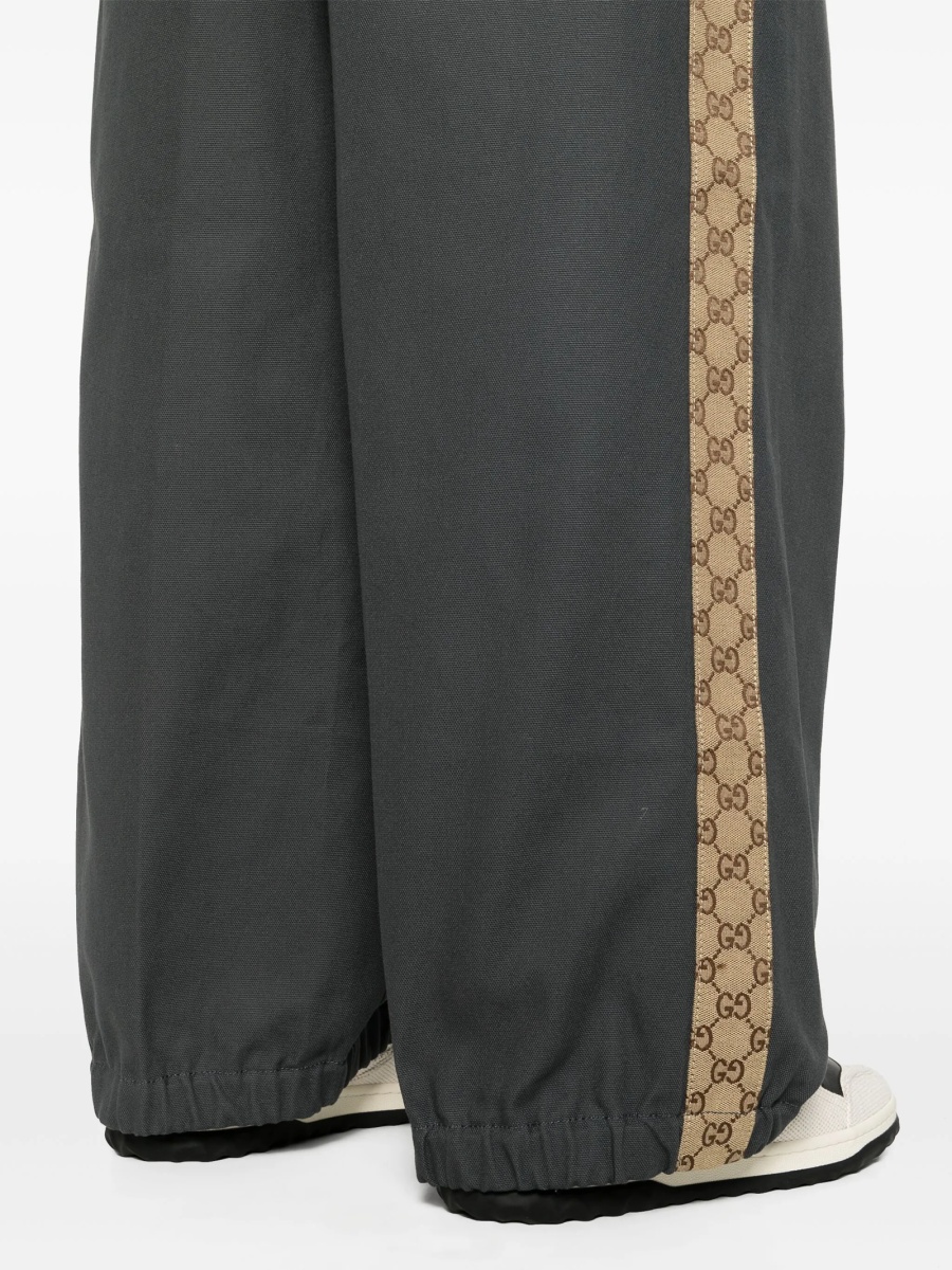 Pantaloni drepti Gucci gri din bumbac - Img 5