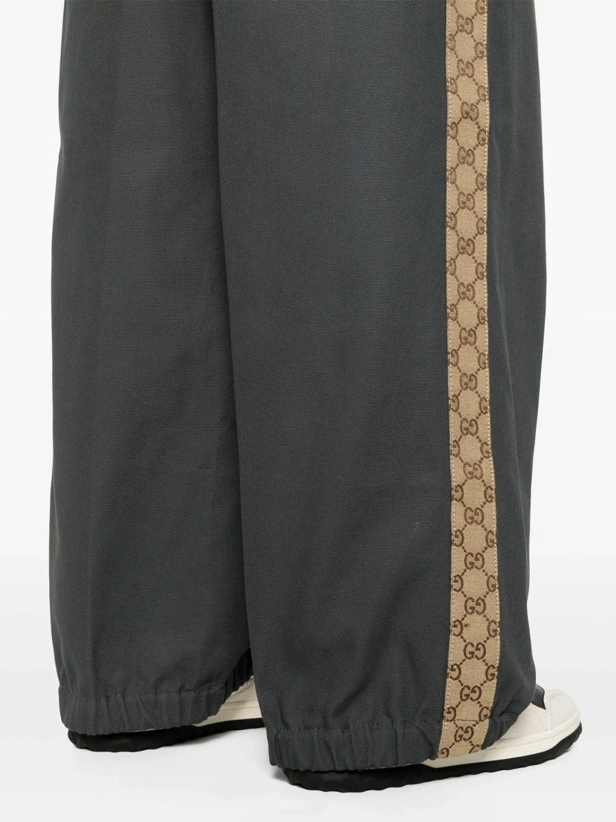 Pantaloni drepti Gucci gri din bumbac - Img 5