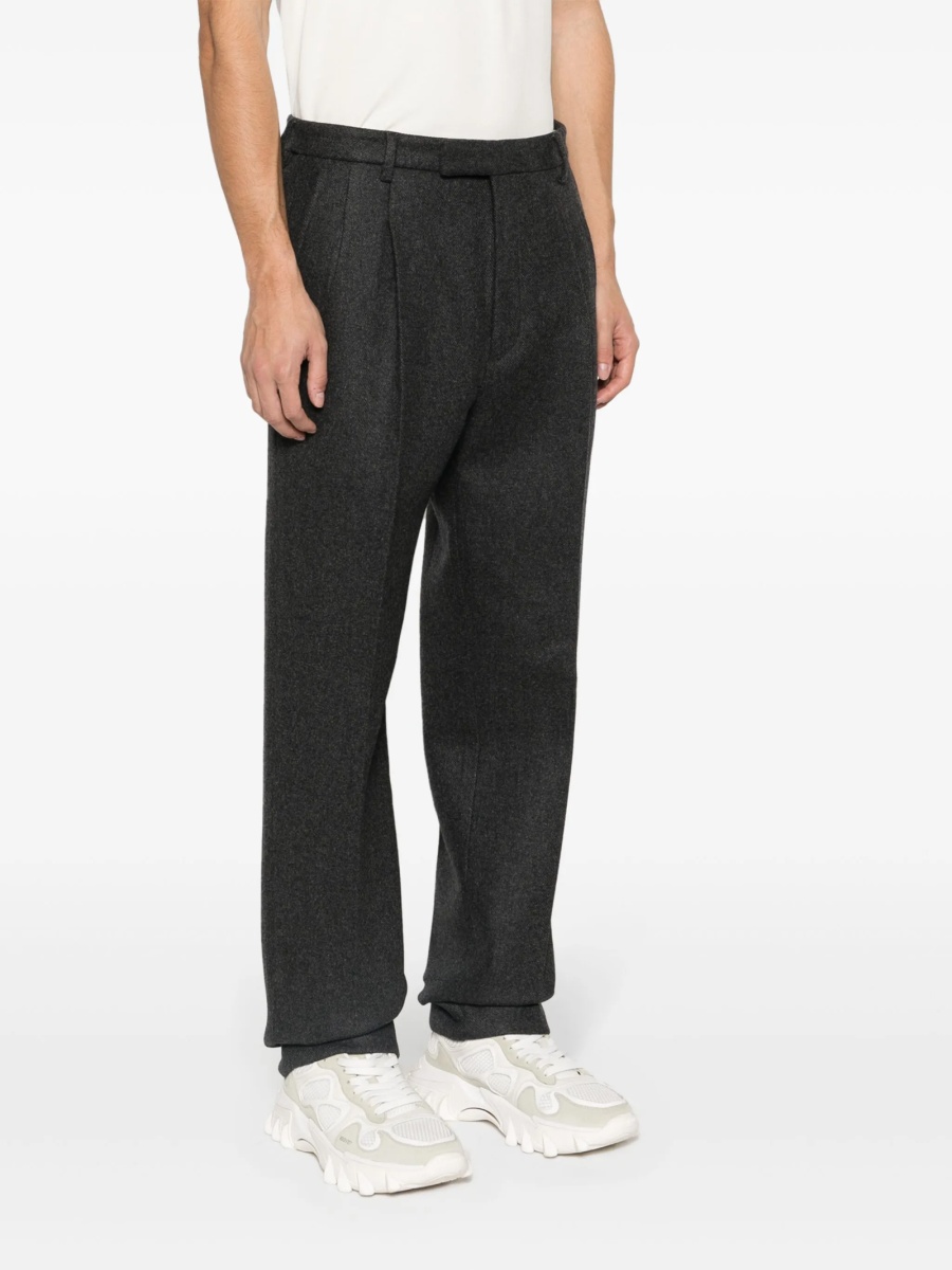 Pantaloni drepti Gucci gri din lana si casmir - Img 3