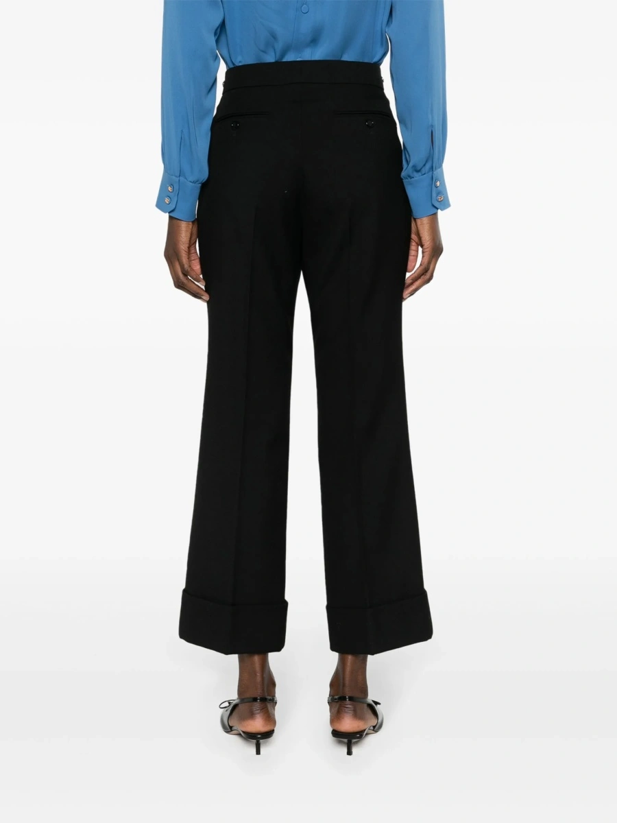 Pantaloni drepti Gucci Horsebit negri din lana - Img 4