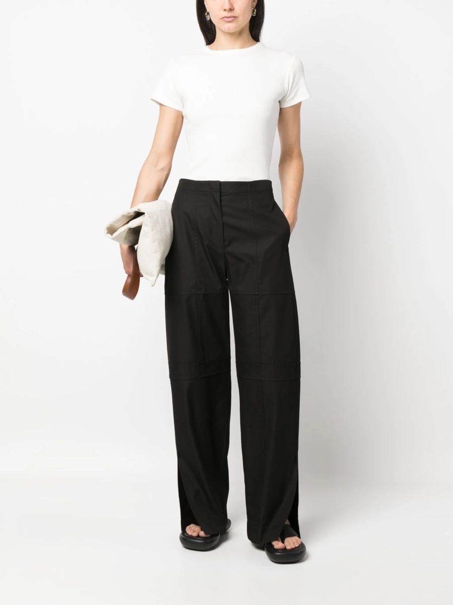 Pantaloni drepti Jil Sander negri din bumbac si polyester - Img 2