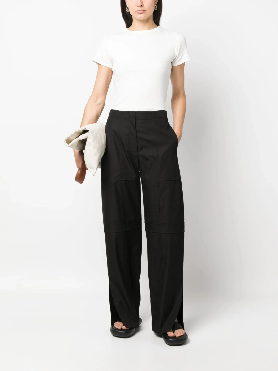Pantaloni drepti Jil Sander negri din bumbac si polyester - Img 2