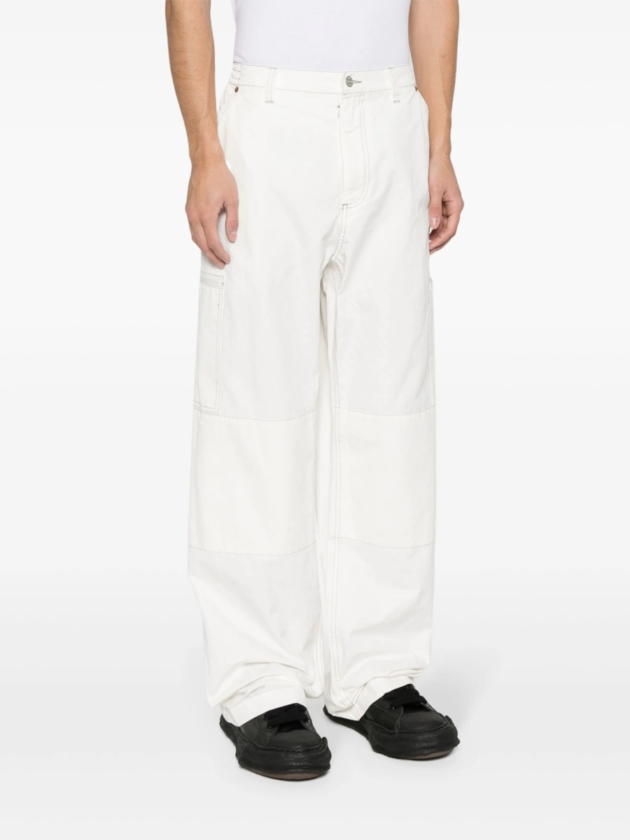 Pantaloni drepti MM6 Maison Margiela albi din bumbac - Img 4