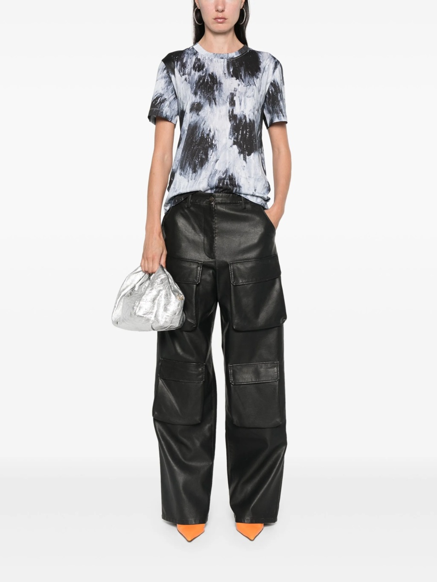 Pantaloni drepti MSGM negri din vascoza si fibre - Img 2
