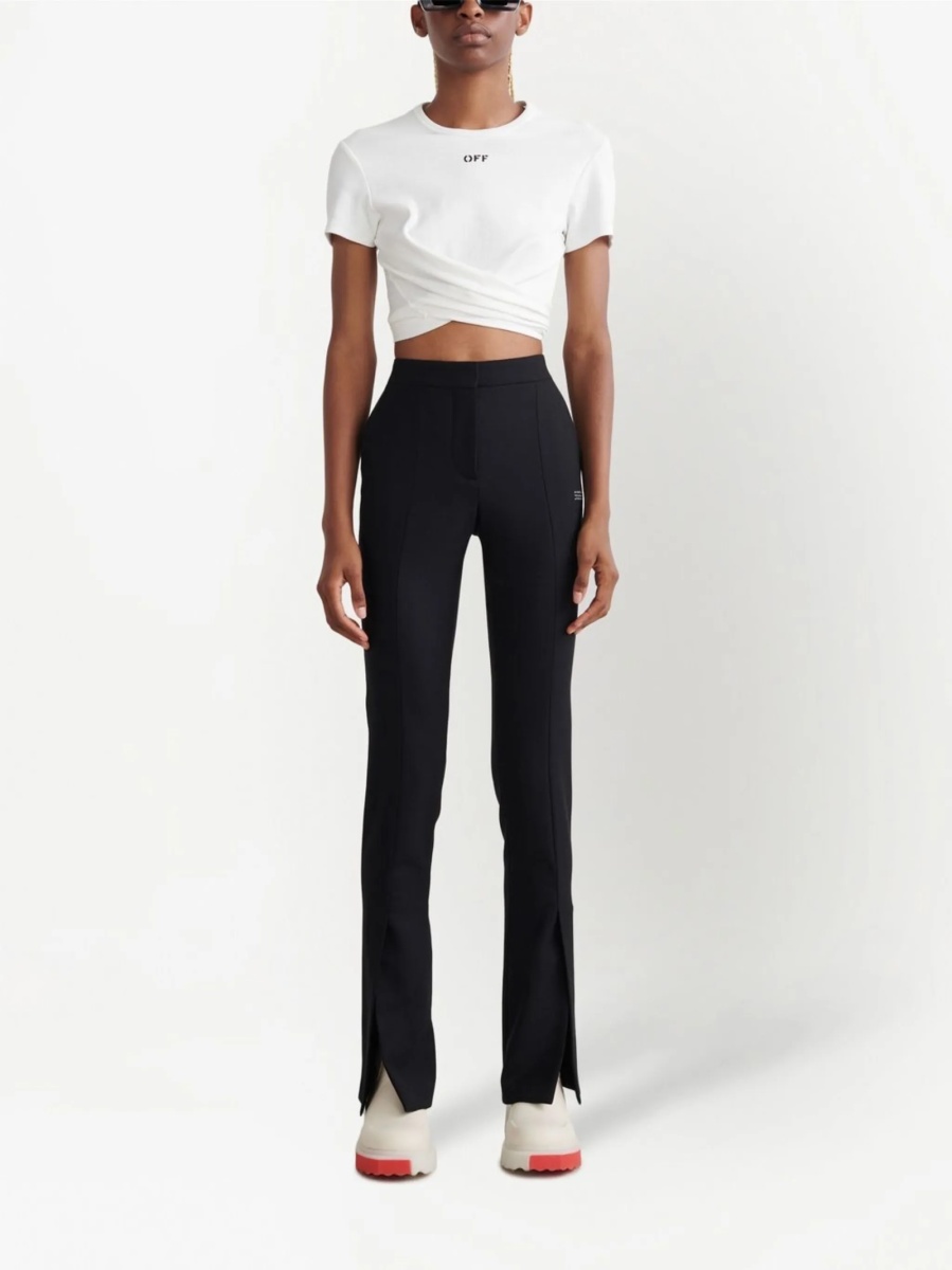 Pantaloni drepti Off-White negri din elastan si polyester - Img 2