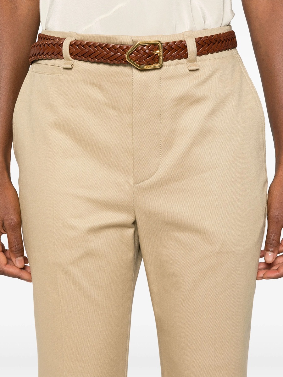 Pantaloni drepti Saint Laurent neutri din bumbac - Img 5