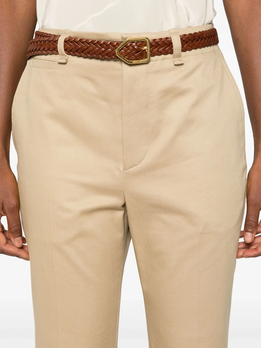 Pantaloni drepti Saint Laurent neutri din bumbac - Img 5