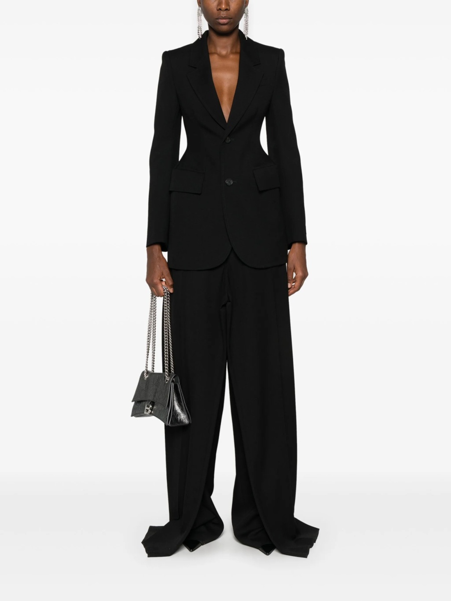 Pantaloni eleganti Balenciaga negri din lana - Img 3