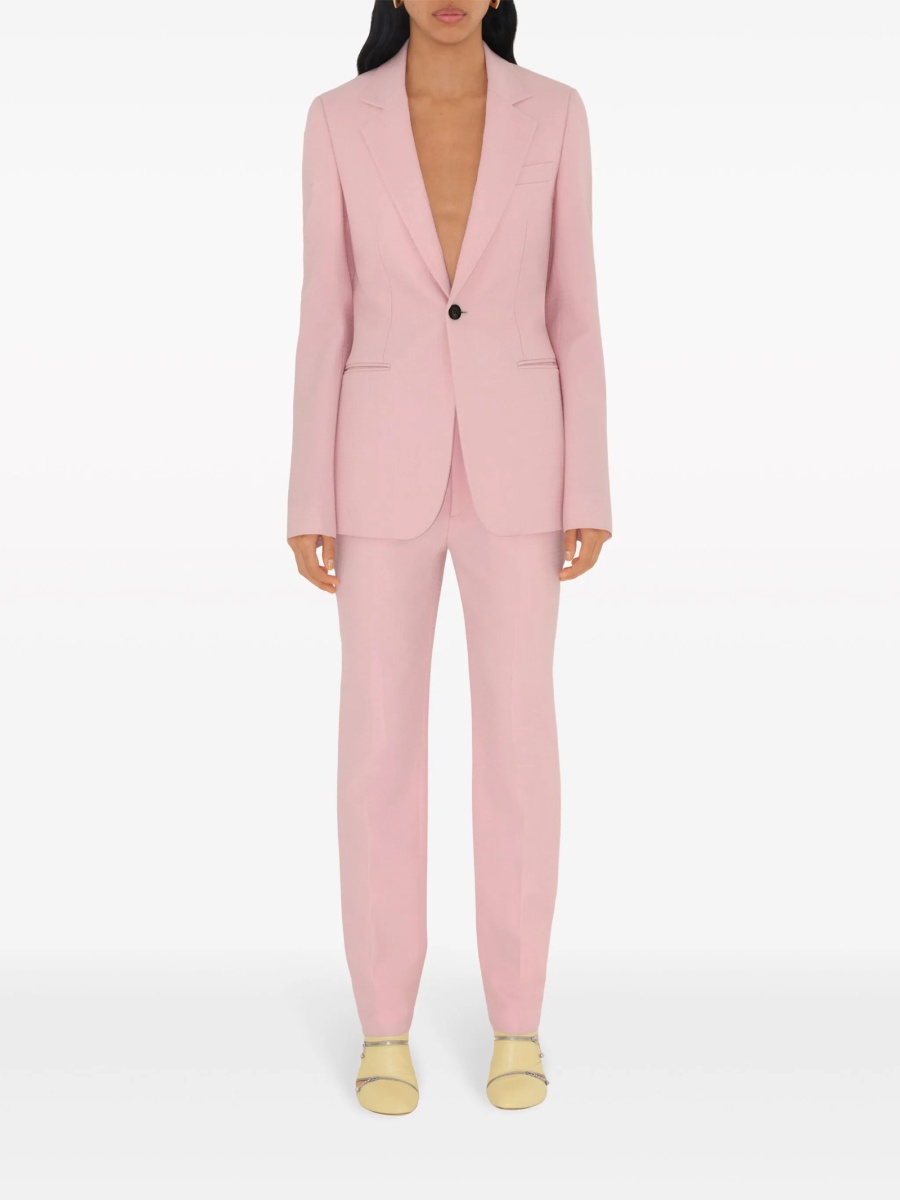 Pantaloni eleganti Burberry roz din lana si corn - Img 2