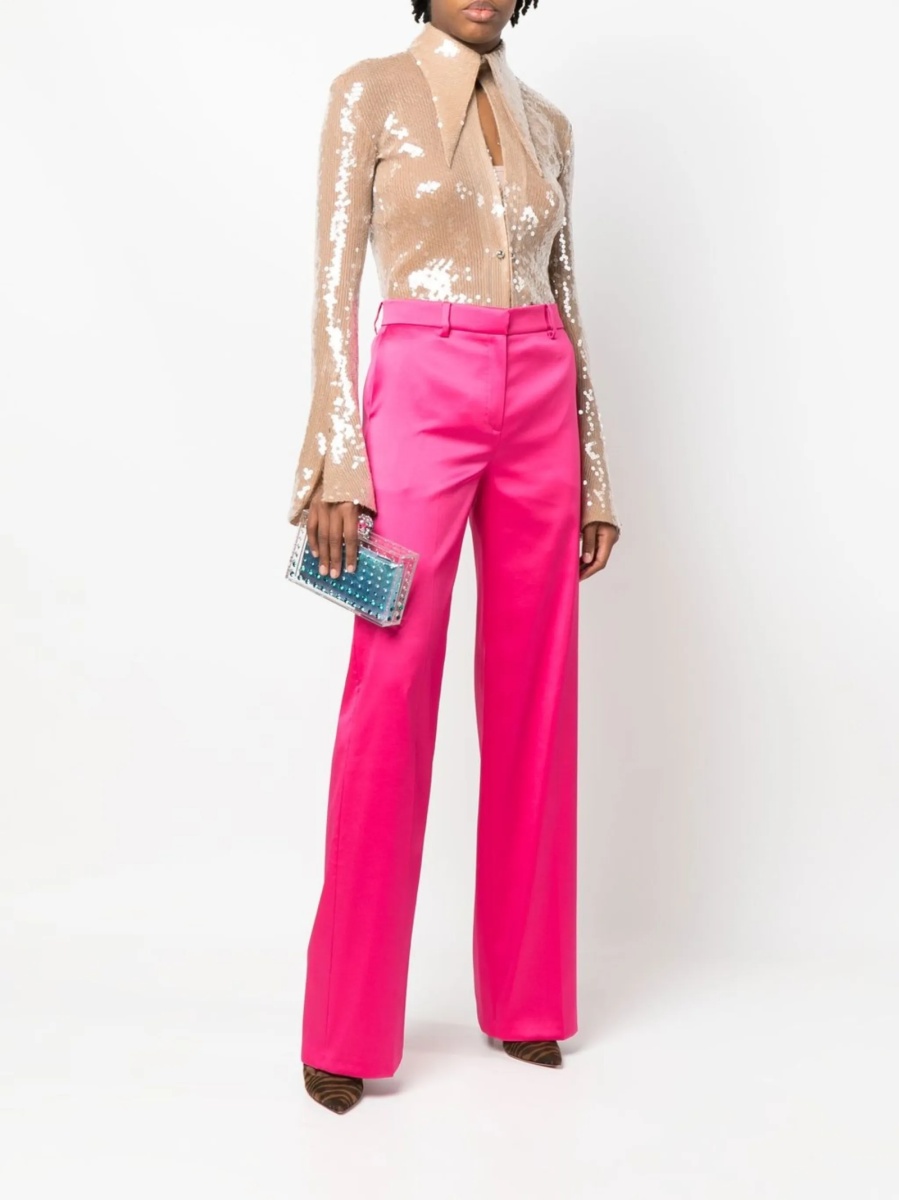 Pantaloni eleganti Magda Butrym roz din spandex/elastan si polyester - Img 2