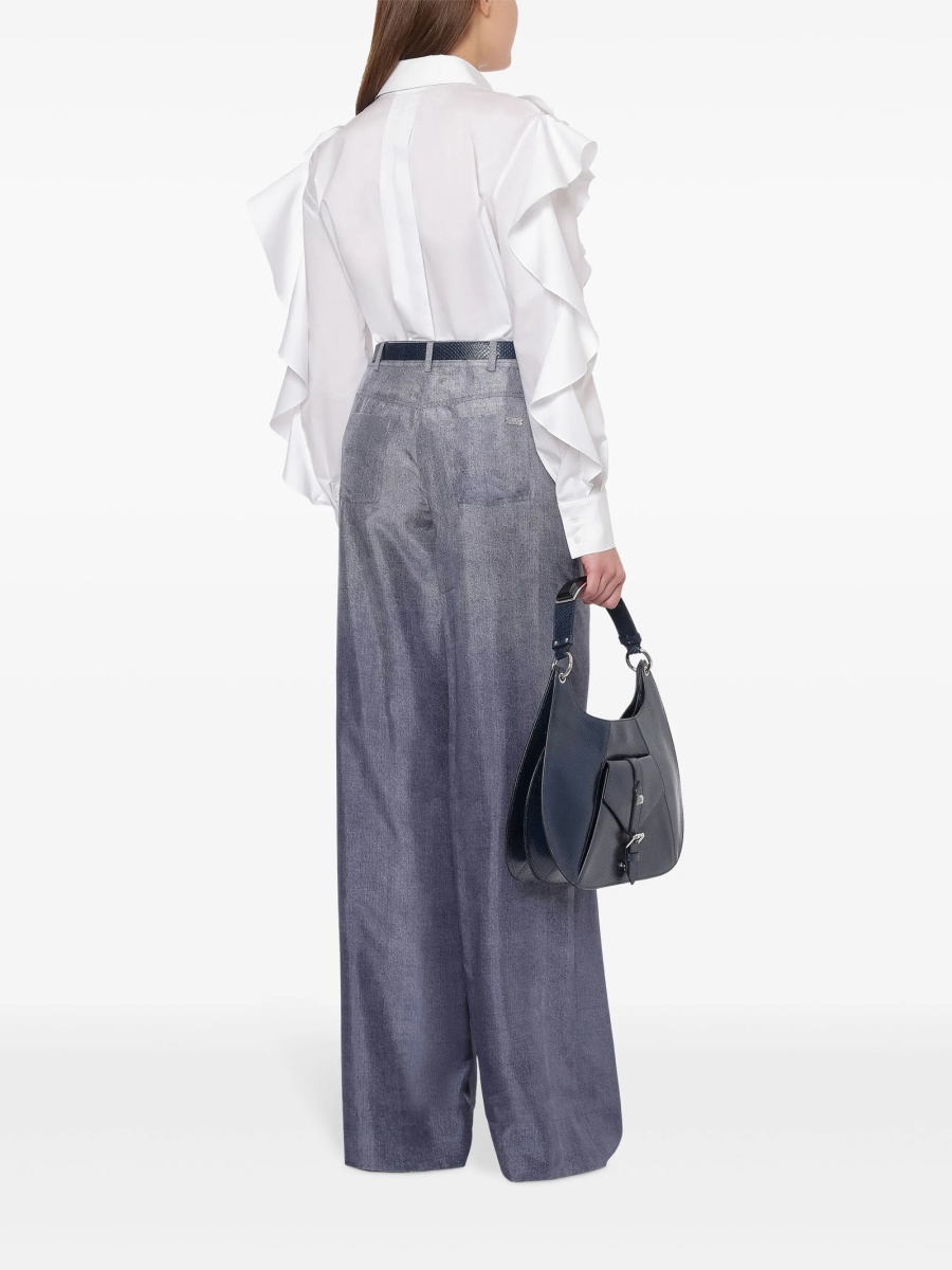 Pantaloni evazati Alberta Ferretti albastri - Img 3