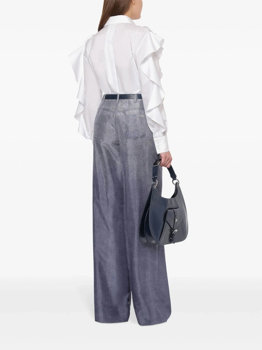 Pantaloni evazati Alberta Ferretti albastri - Img 3