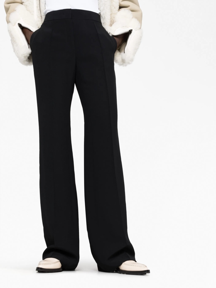 Pantaloni evazati Jil Sander negri din vascoza si acetat - Img 5