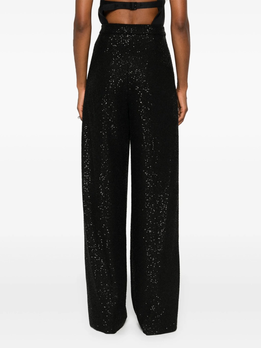 Pantaloni evazati Max Mara negri din polyester si poliamida - Img 4