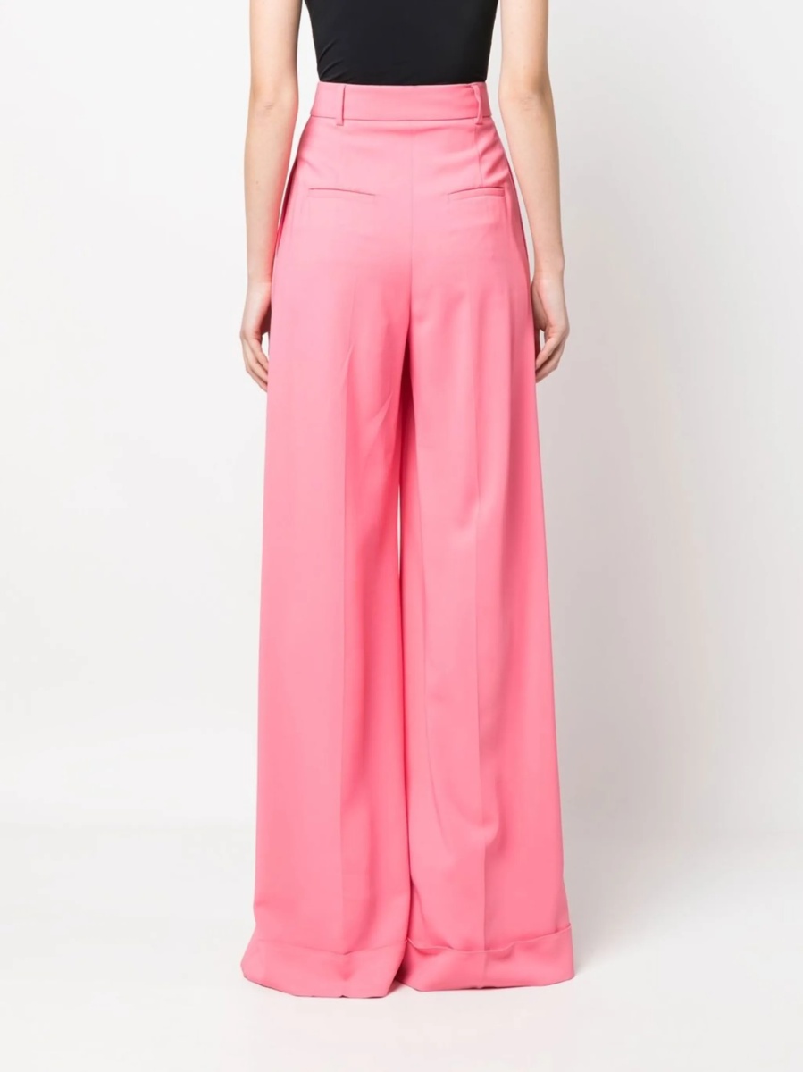Pantaloni evazati Moschino roz din vascoza si elastan - Img 4