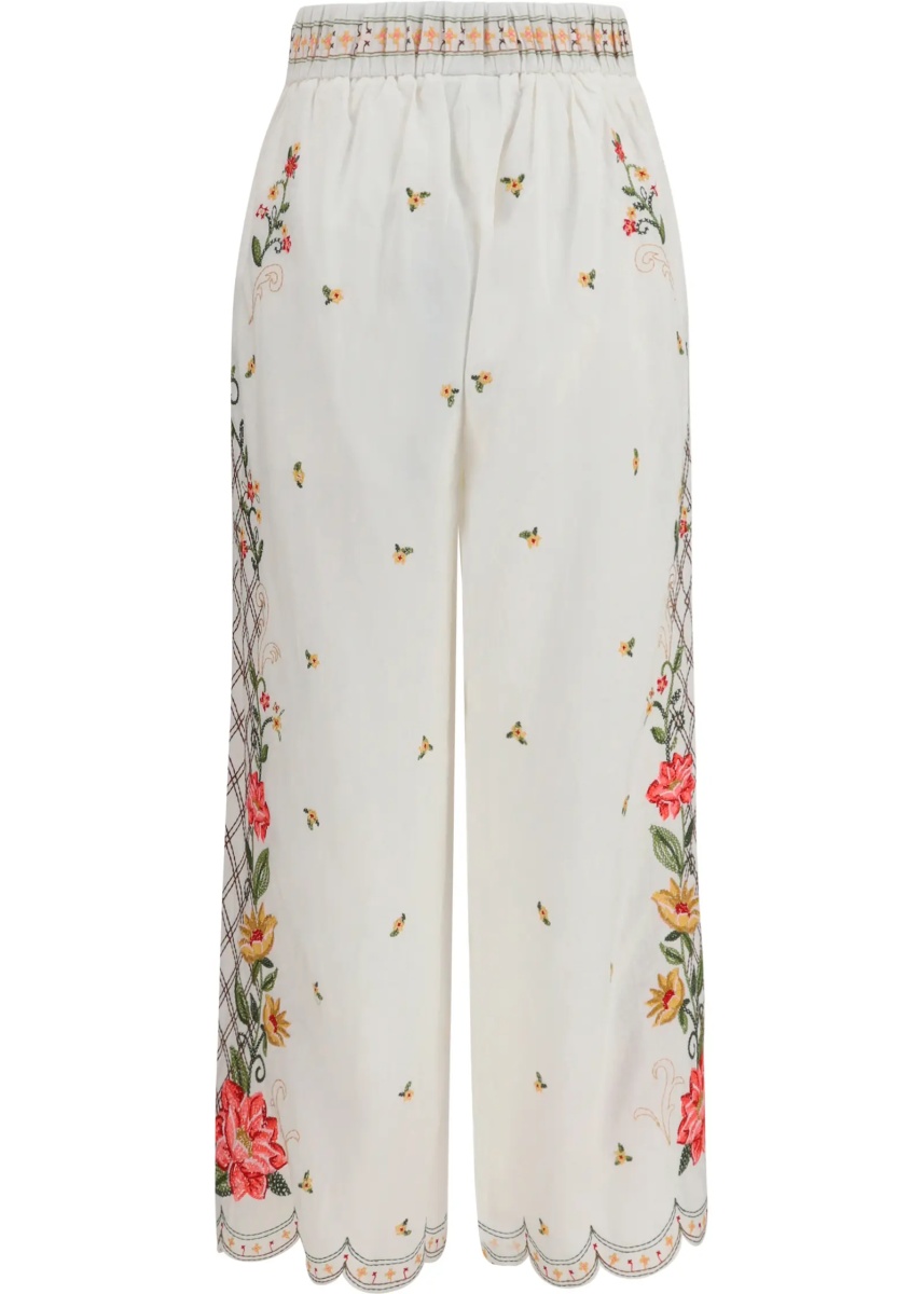 Pantaloni Floral embroidered wide-leg Pants - Img 2