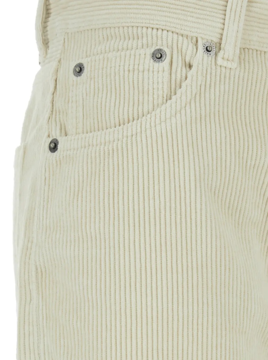 Pantaloni 'Korea' White Pants with Logo Patch on the Rear and Wide Leg in Corduroy Woman - Img 3