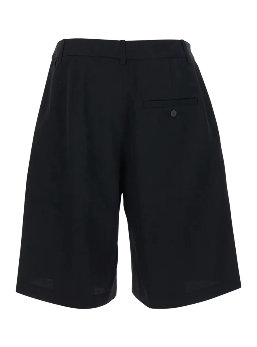 Pantaloni 'Le Short Camargue' Black Bermuda Shorts with Belt Loops and Wide Leg in Wool for Men - Img 2