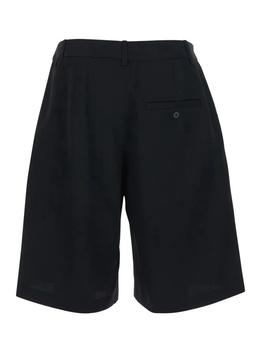 Pantaloni 'Le Short Camargue' Black Bermuda Shorts with Belt Loops and Wide Leg in Wool for Men - Img 2